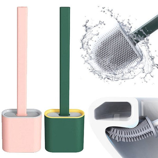 1 Pc (With Sticker) Deep-cleaning Toilet Brush And Holder Set For Bathroom