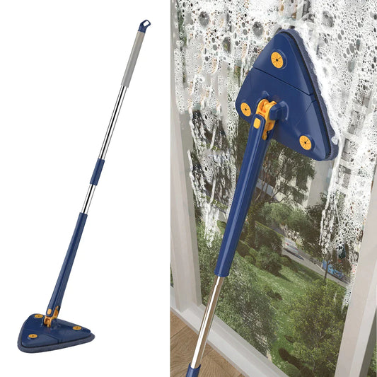 360° Rotatable Adjustable Cleaning Mop Extendable Triangle Mop with Long Handle Hand Twist Quick Dry Mop Multifunctional Microfiber Wet and Dry Mop for Floor Wall