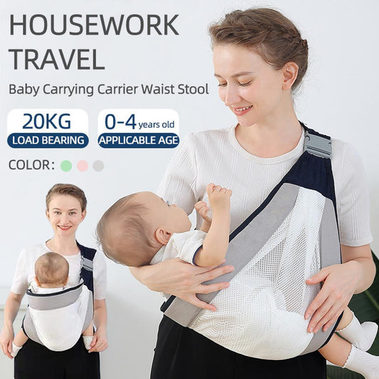 Baby Carrier, Ergonomic Baby Strap one Shoulder Labor-Saving Polyester Baby Half Wrapped Sling (Random Color)