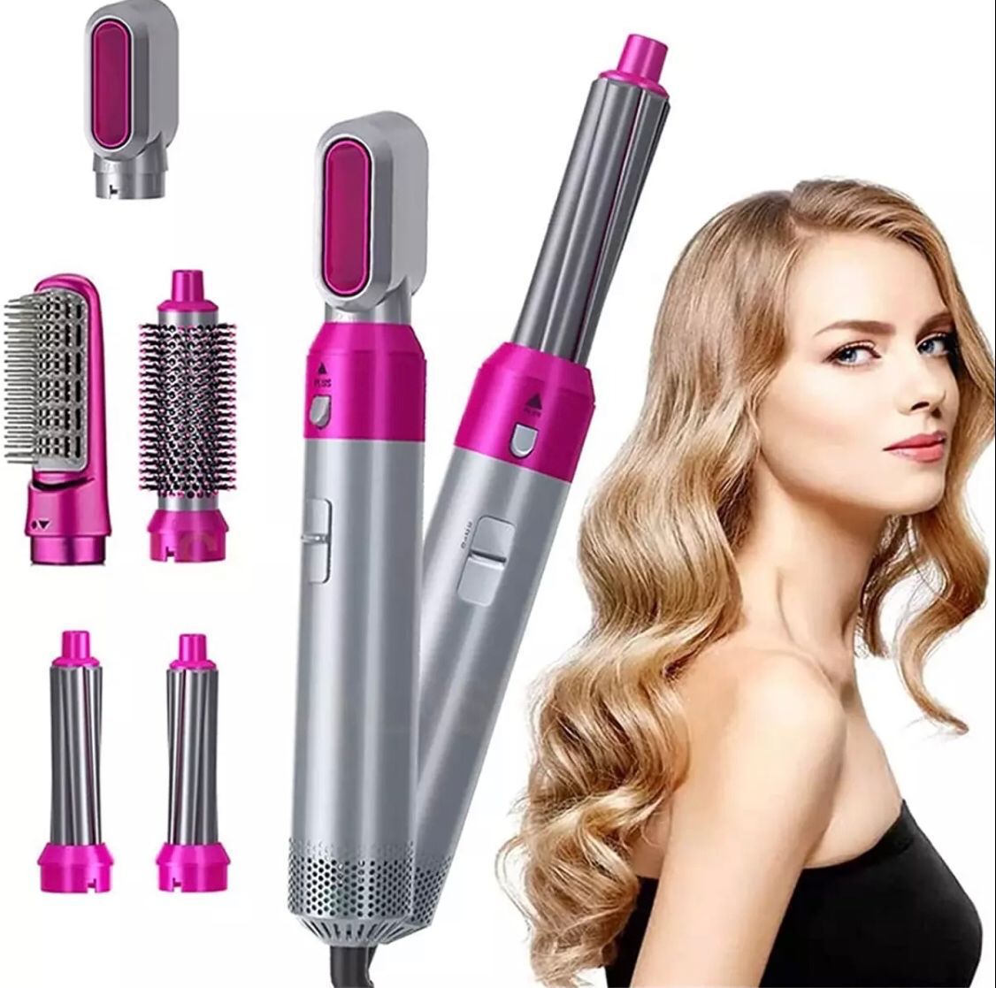 5 in 1 Hair Dryer Hot Air Brush Hair Volumizer Straightener and Curler